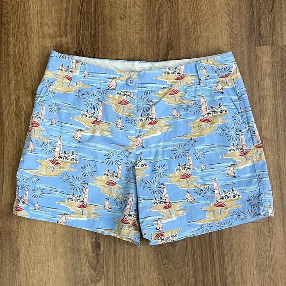 Crown and Ivy Light House Beach Patterned Shorts Sz 12 - Picture 1 of 8
